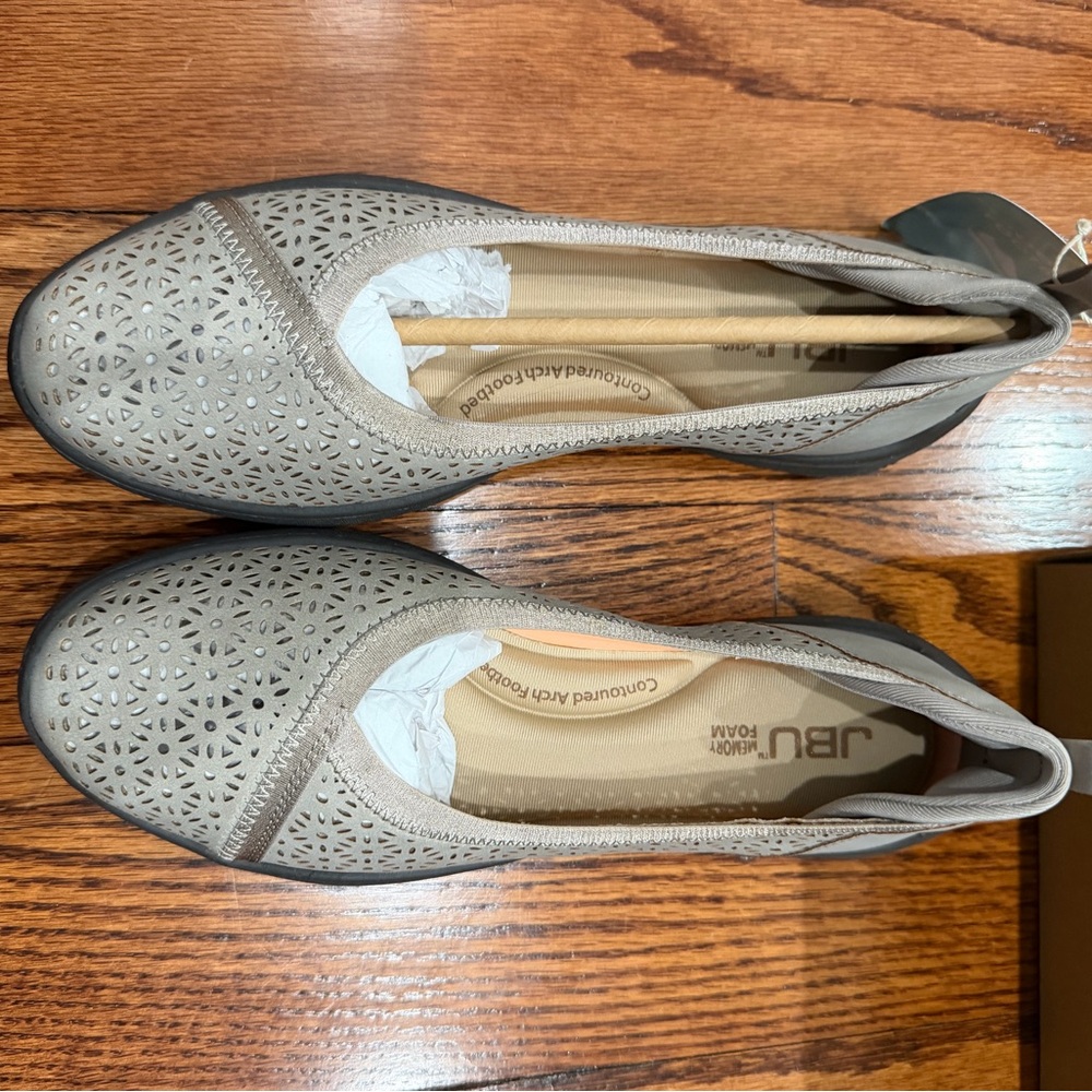 JBU Women’s Taupe Laser-Cut Slip-On Flats - Picture 5 of 9